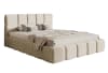 Bett mit Polsterrahmen, Chenille-Bezug in Hellbeige, 160 cm