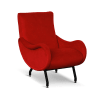 Poltrona design vintage in velluto rosso gambe nere