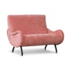 Divano design vintage in tessuto bouclè rosa gambe nere