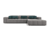 Canapé d'angle droit 4 places en tissu velours gris clair
