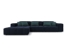 Canapé d'angle gauche 4 places en tissu velours bleu foncé