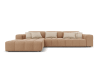 Canapé d'angle gauche 4 places en tissu velours beige foncé