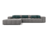Canapé d'angle gauche 4 places en tissu velours gris clair