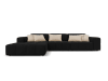 Sofá esquinero izquierdo 4 plazas de terciopelo negro