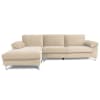 Ecksofa links 4/5-Sitzer aus Samt, beige