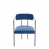 Chaise de salle à manger tapissée avec accoudoirs, velours bleu