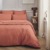 Parure de lit en percale de coton rose corail 140x200