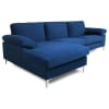 Ecksofa links 4/5-Sitzer aus Samt, blau