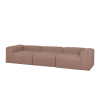 Sofá de 5/6 plazas de 3 módulos de bouclé color rosa 330x110cm