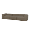 Sofá de 5/6 plazas de 3 módulos de bouclé color marrón 330x110cm
