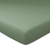 Drap-housse grand bonnet 160x200x30 vert lichen en coton