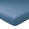 Drap-housse grand bonnet 160x200x30 bleu océan en coton