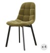 Chaise en Velours Olive et métal noir (x4)