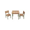 Holztisch + 2 Stühle für Kinder für drinnen / draußen, Graugrün