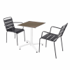 Ensemble table de terrasse stratifié taupe et 2 fauteuils gris