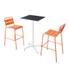 Ensemble table haute stratifié noir et 2 chaises hautes orange