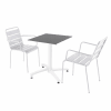 Ensemble table de terrasse ardoise et 2 fauteuils blanc
