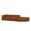 Sofá 5/6 plazas de 3 módulos con curva derecha de bouclé cobre