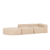 Sofá 5/6 plazas de 3 módulos con curva izquierda de bouclé beige