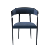 Chaise de salle à manger design dossier arrondi velours bleu marine