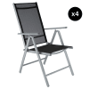 4 sillas de jardín plegables de aluminio aluminio negro/plata