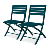Lote de 2 sillas de jardín plegables de aluminio verde azulado