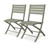 Lot de 2 chaises de jardin en aluminium vert kaki
