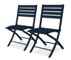 Lote de 2 sillas de jardín plegables de aluminio azul oscuro