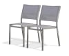 Lotto di 2 sedie da giardino in alluminio e tela plastificata grigia
