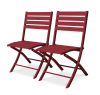 Lot de 2 chaises de jardin en aluminium rouge carmin