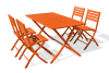 Tavolo e sedie da giardino 4 posti in alluminio arancione
