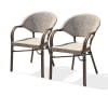 Lote de 2 sillones de jardín de aluminio y lona plástico marrón claro