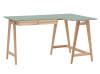 L-förmiger Schreibtisch, Holz, 135x85x75, Salbeigrün
