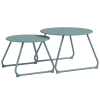 Lot de 2 tables basses gigognes de jardin métal époxy bleu