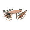Table de jardin extensible bois savane, 10 chaises
