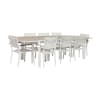 Table de jardin blanche 200/300cm avec 8 fauteuils