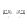 Lot de 4 fauteuils de jardin plastique vert de gris