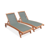 2 bains de soleil en bois, textilène savane