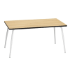 Table en stratifié bois clair pieds blancs 6 places