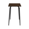 Table haute en stratifié bois foncé pieds noirs 2 places