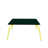 Table basse en stratifié verte avec pieds jaune citron
