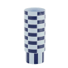 Vase céramique tube à damier bleu 31cmx12,5cm