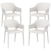 Set 4 sedie da giardino impilabili con braccioli in plastica bianco