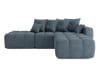 Canapé d'angle droit convertible en tissu 5 places bleu gris