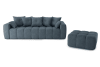 Canapé droit convertible en tissu 4 places bleu gris