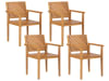 Lot de 4 chaises de jardin en bois d'acacia clair