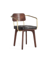 Chaise en bois manguier marron et cuir noir