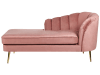 Chaise longue de terciopelo rosa dorado derecho