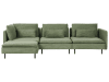 Canapé d'angle côté droit 3 places en velours côtelé vert