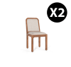 Lot de 2 chaises en bois acacia et tissu beige